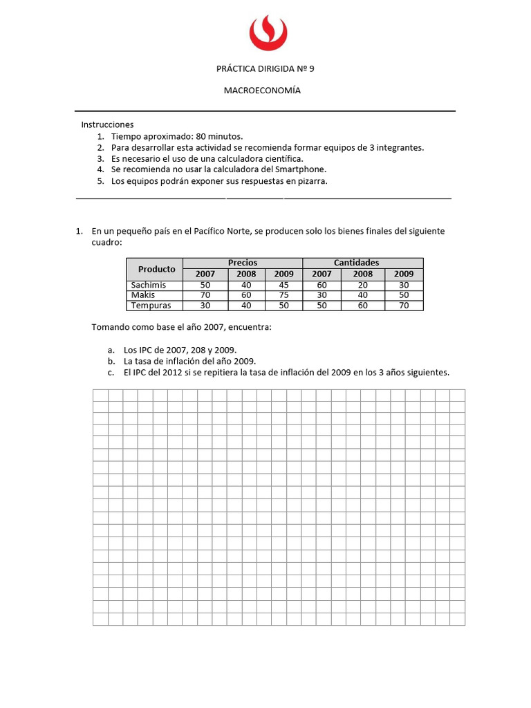 AF133 - Macroeconomía - Práctica Dirigida 09 - Inflación Cálculo | PDF