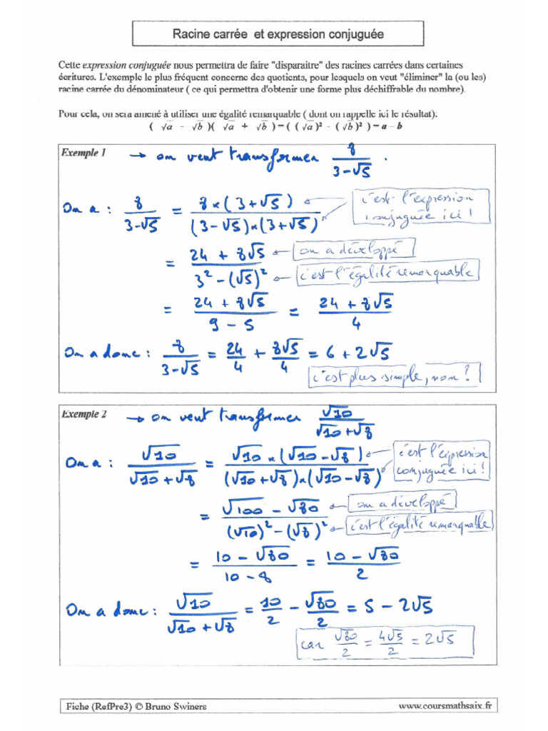 Racine Carree Et Expression Conjuguee | PDF