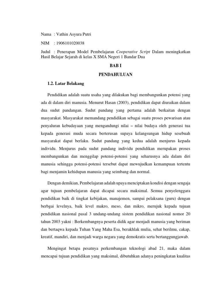 Vathin Asyura Putri Proposal Metode Belajar Cooperative Script | PDF