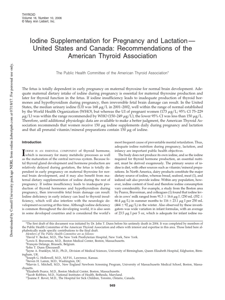 2006BeckerIodine Supplementation For Pregnancy and Lactation United