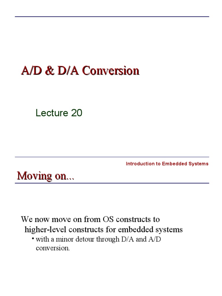 A/D & D/A Conversion PDF Analog To Digital Converter Digital To