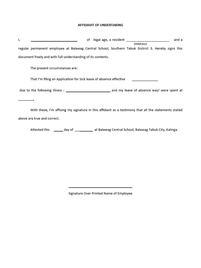 AFFIDAVIT OF UNDERTAKING For Lis PDF