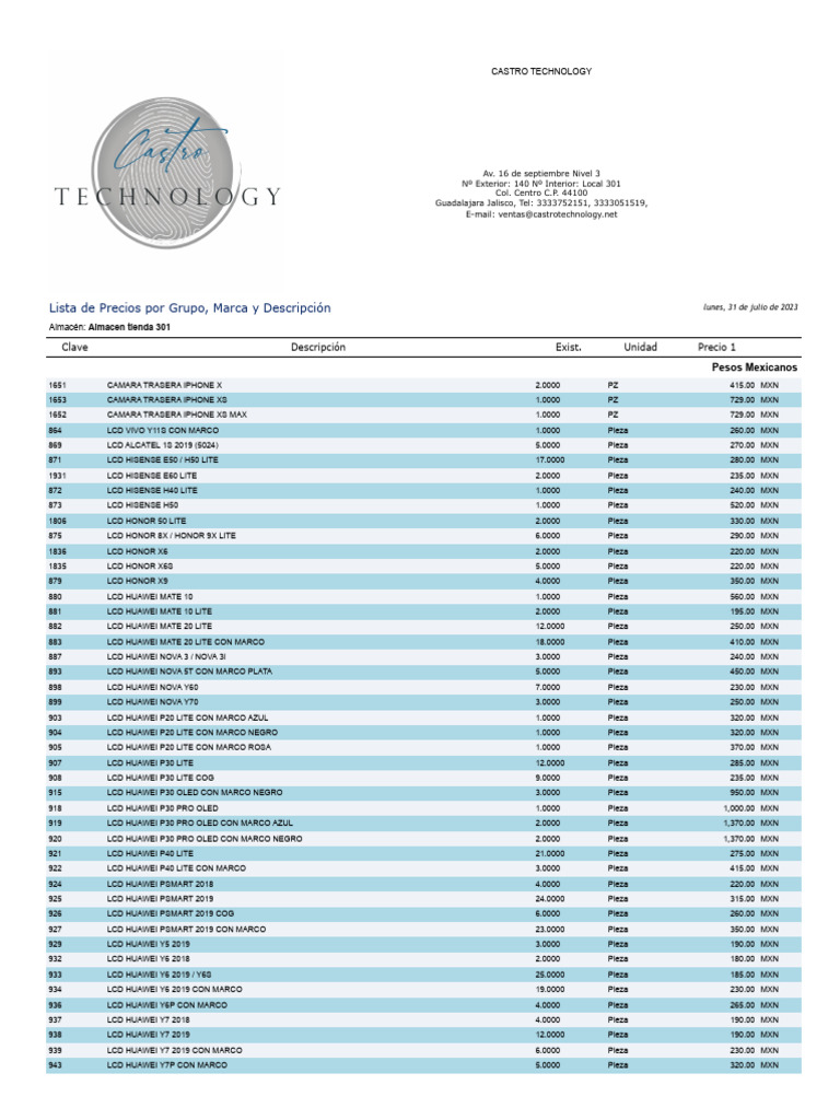 Lista de Precios 31 Julio 2023 PDF