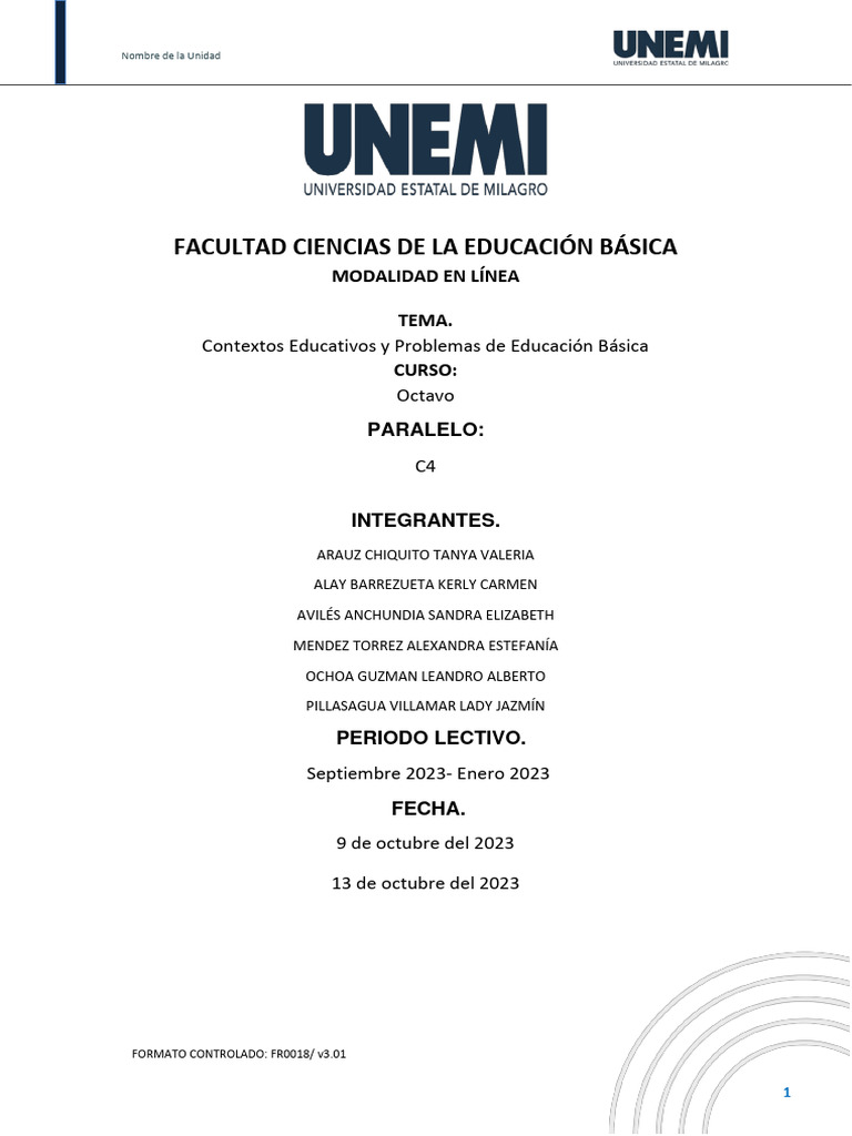 Contextos Educativos y Problemas de Educación Básica | PDF ...