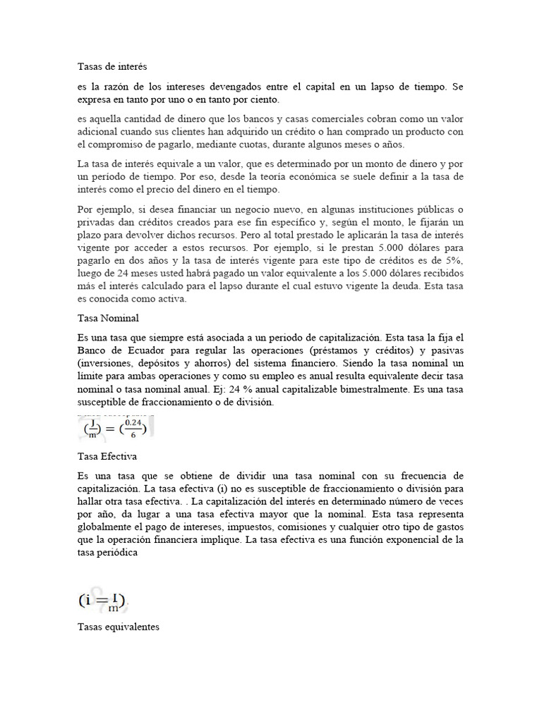 Guía Básica de Tasas de Interés | PDF | Finanzas y dinero