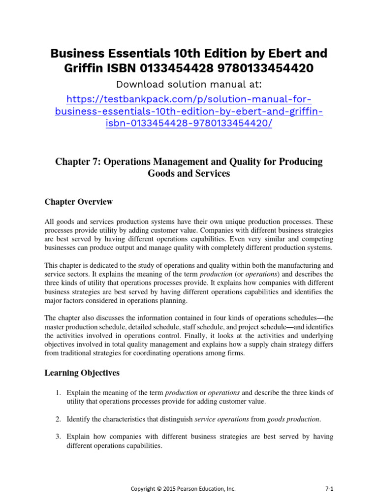 Business Essentials 10th Edition Ebert Solutions Manual 1 | PDF