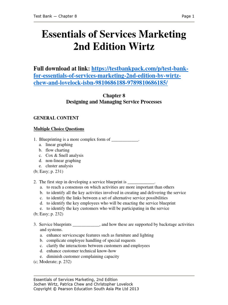 Essentials Of Services Marketing 2nd Edition Wirtz Test Bank 1 Pdf