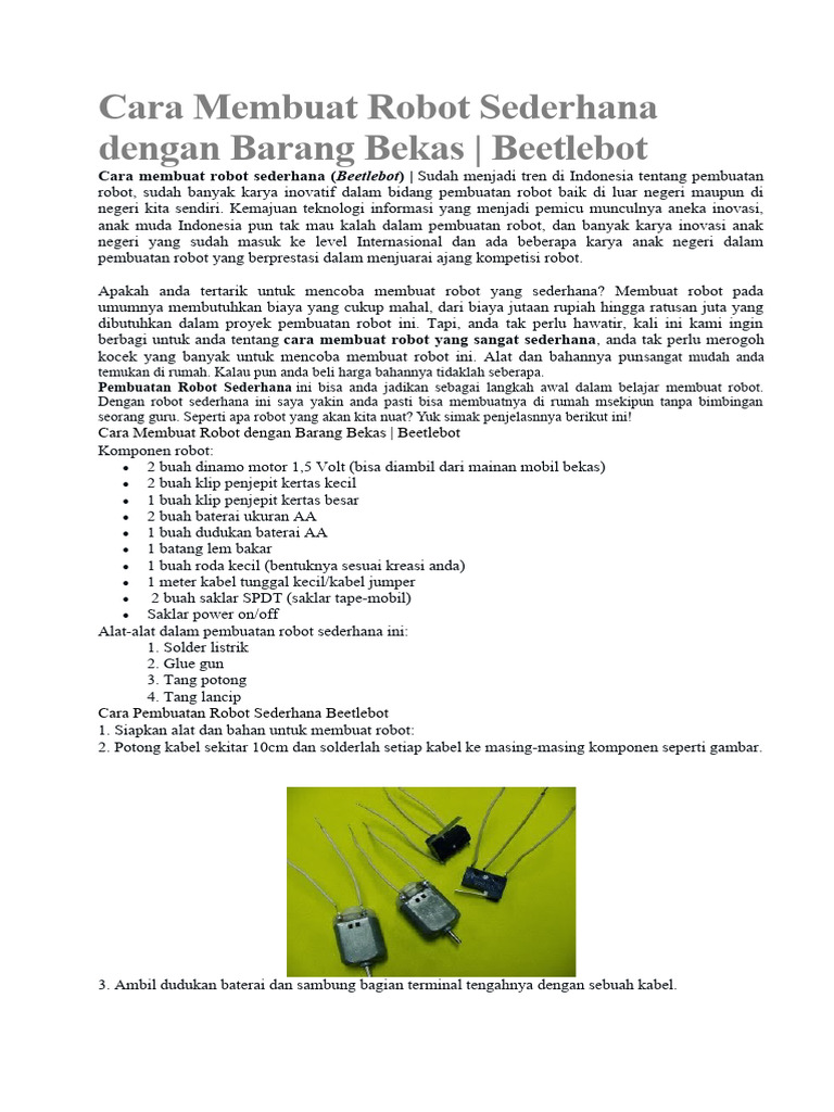 Cara Membuat Robot Kumbang Sederhana | PDF