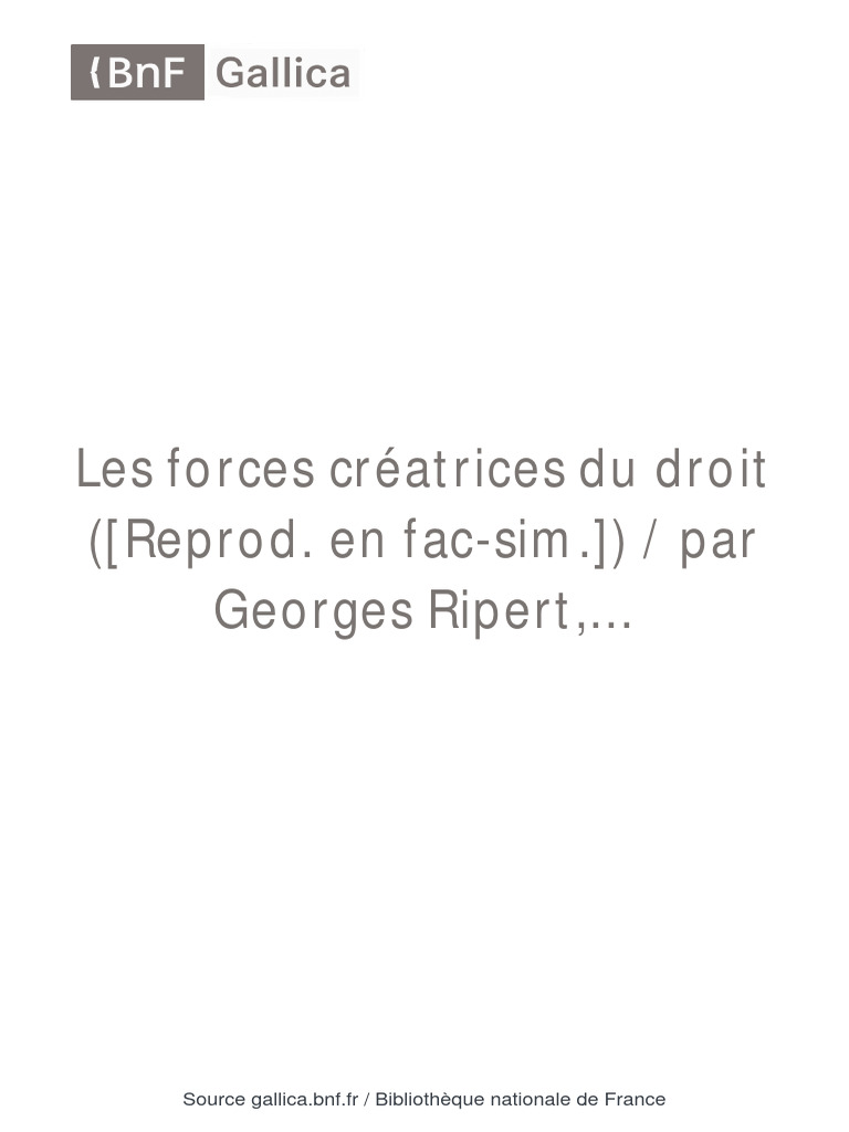 Forces créatrices du droit par Ripert | PDF | Droit
