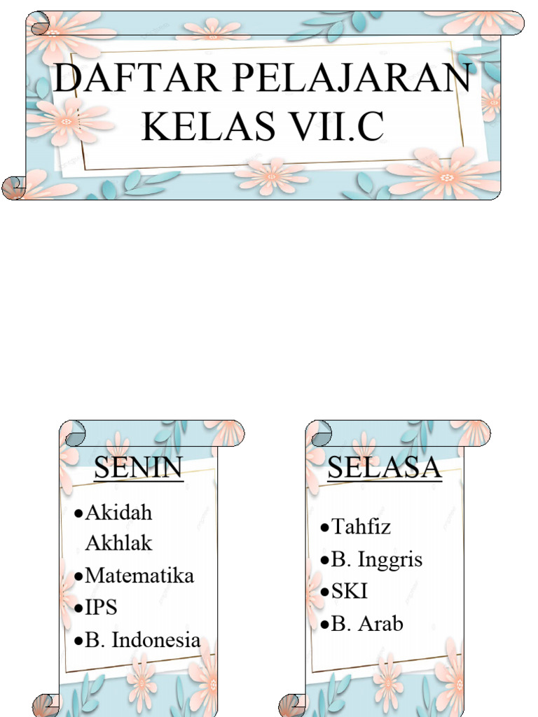 Daftar Pelajaran Kelas Vi  PDF
