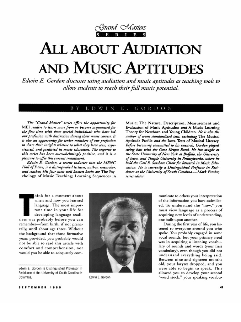 Audiation and Music Aptitude Insights | PDF | Vocabulary | Cognition