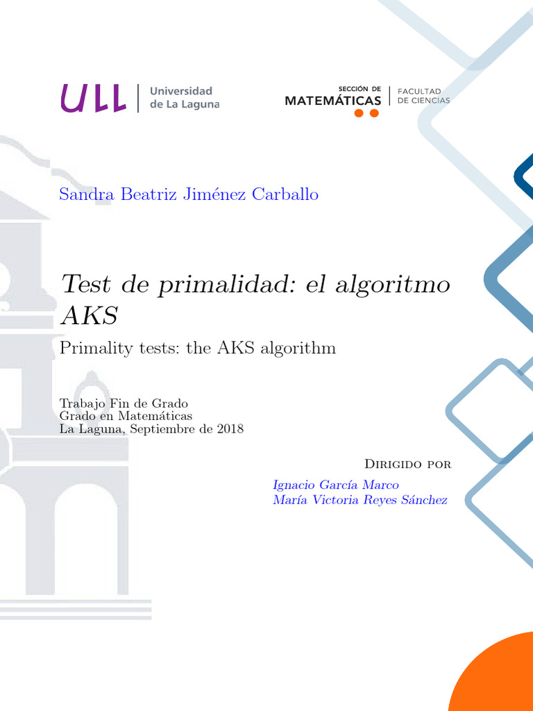 Algoritmo AKS: Test de Primalidad | PDF
