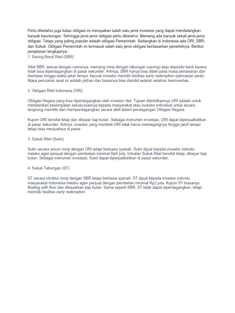 Jenis-Jenis Obligasi untuk Berbagai Tujuan Investasi