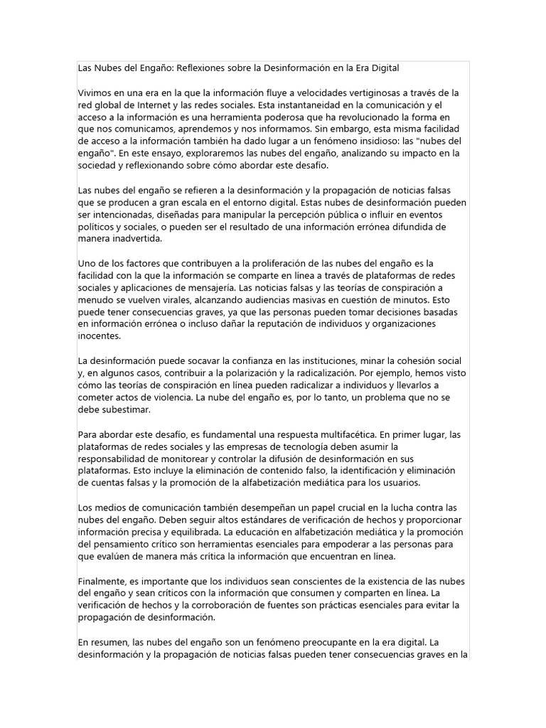 Nubes del Engaño: Desinformación Digital | PDF