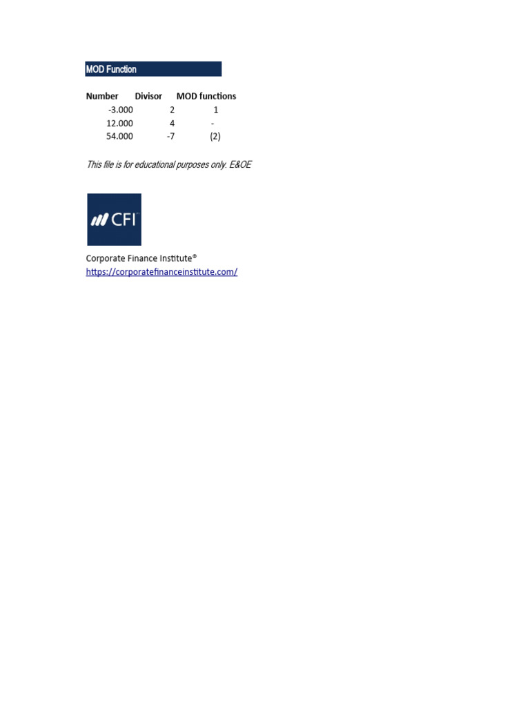 MOD Function | PDF