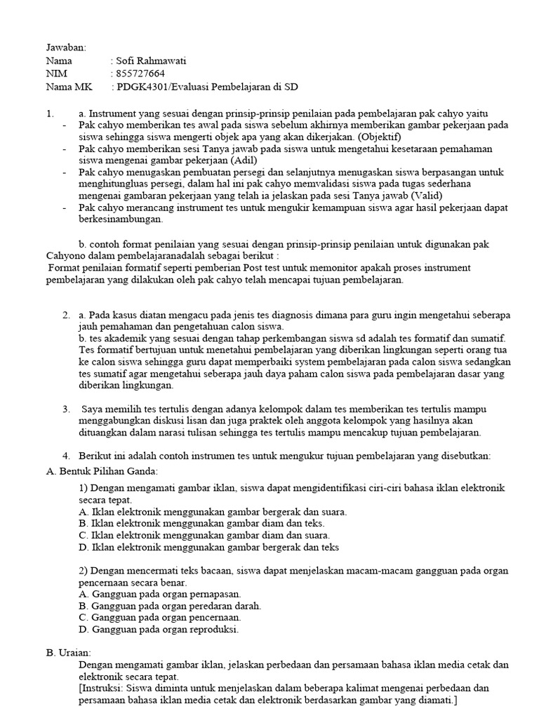 Evaluasi Pembelajaran di SD | PDF | Karier & Perkembangan