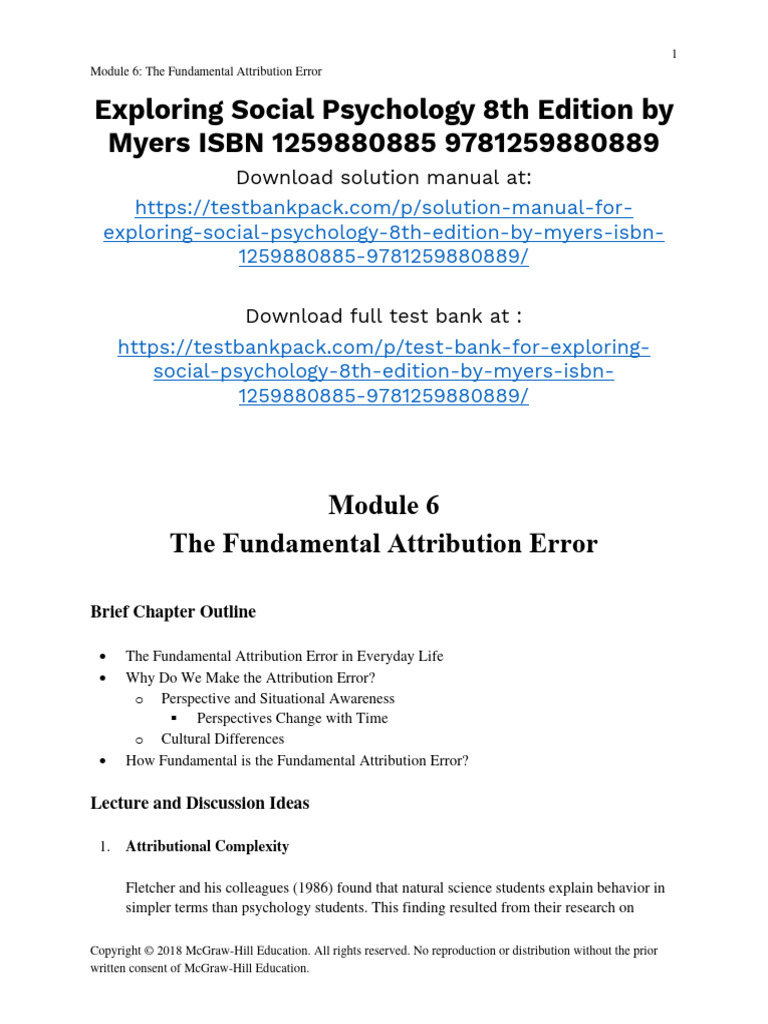 Exploring Social Psychology 8th Edition Myers Solutions Manual 1 | PDF