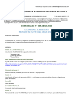 Correo de Universidad Nacional Agraria La Molina - COMUNICADO 035 CALENDARIO DE ACTIVIDADES PROCESO DE MATRICULA 2023-II