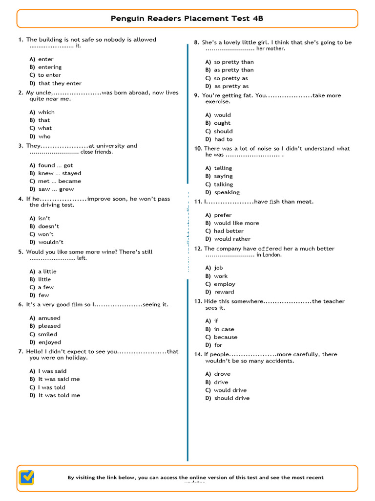 Pre Intermediate Test | PDF