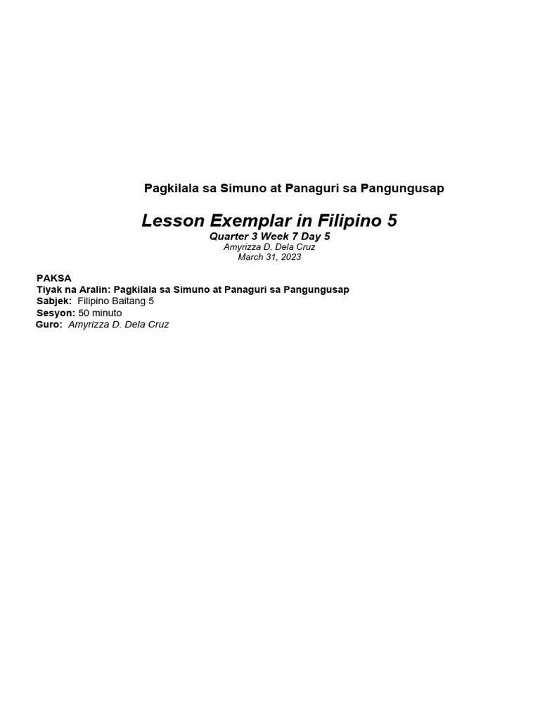 Cot Filipino Q3 | PDF