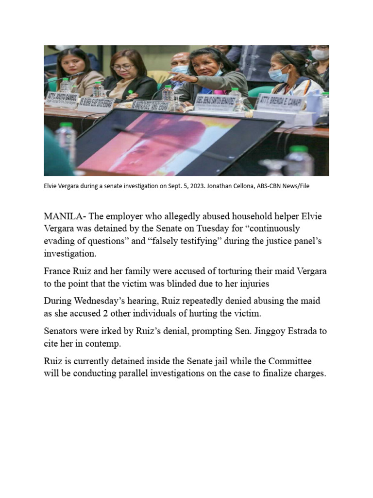 Senate Detains Employer in Maid Abuse Case | PDF