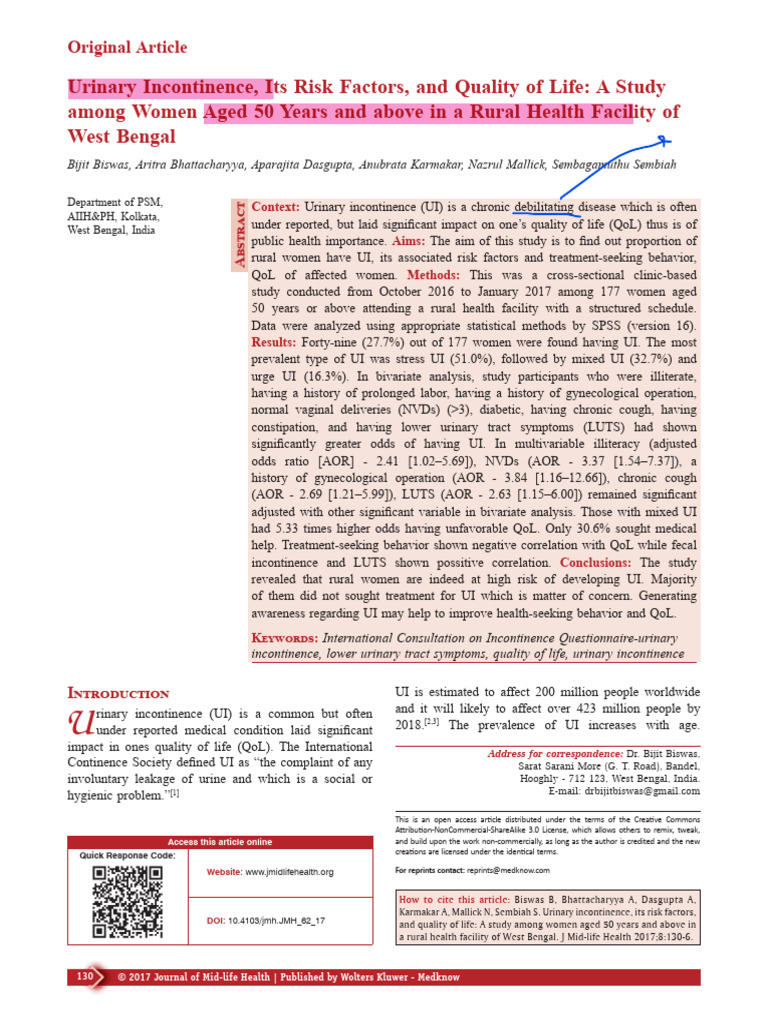 Urinary Incontinence Review PDF PDF