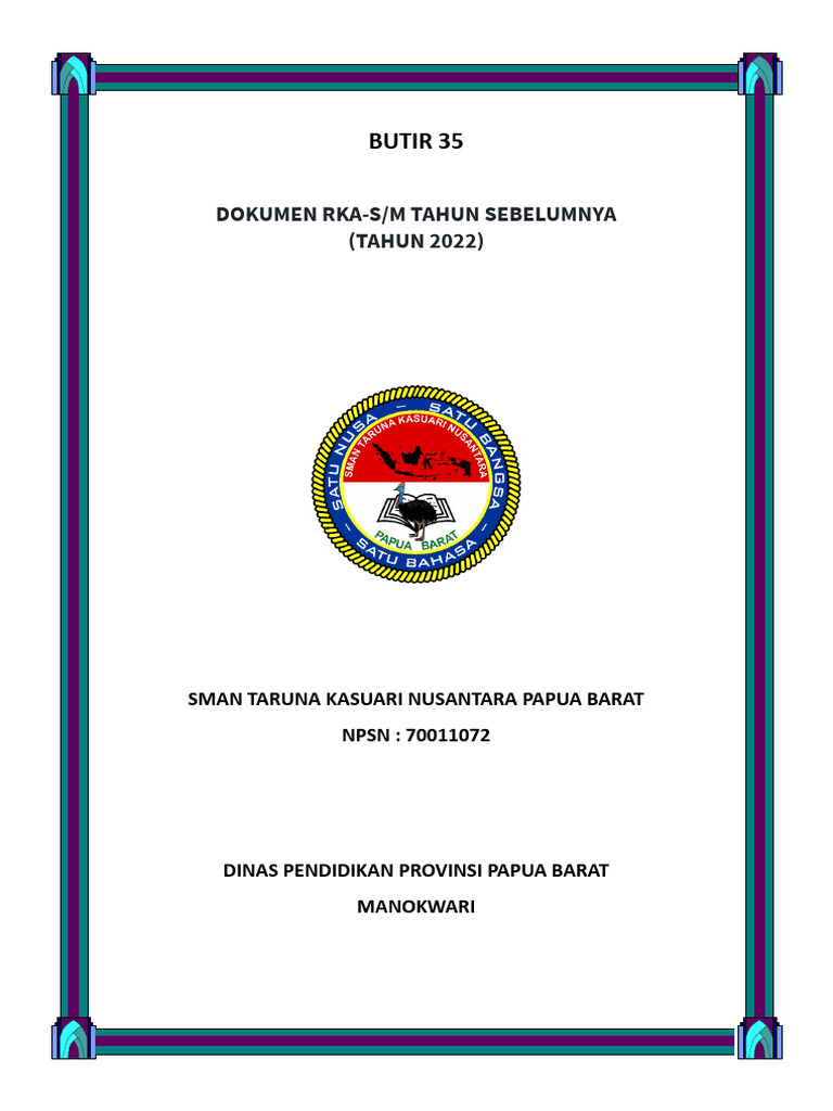 Butir 35: Dokumen Rka-S/M Tahun Sebelumnya (TAHUN 2022) | PDF