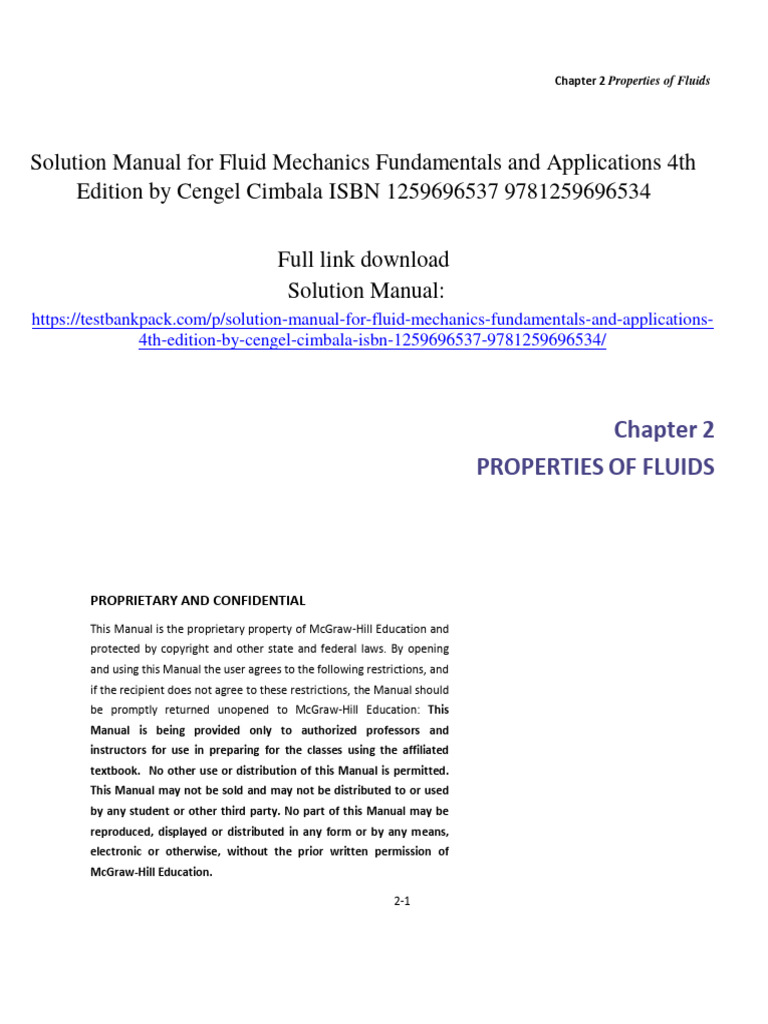 Solution Manual For Fluid Mechanics Fundamentals and Applications 4th ...