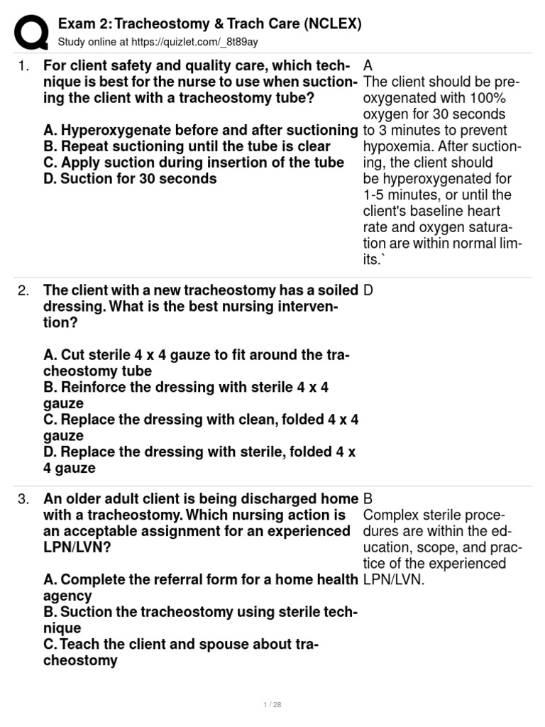 Tracheostomy & Trach Care (Nclex) PDF National Council Licensure