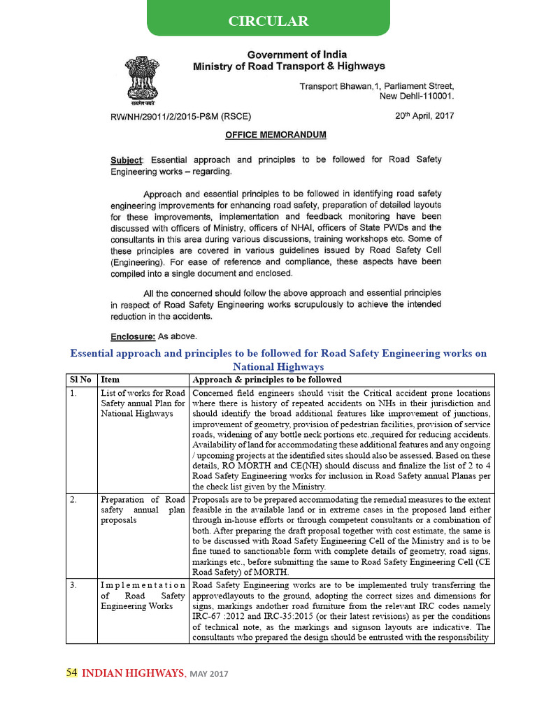 Road Safety Engineering Guidelines MORTH | PDF | Road Traffic Safety | Road