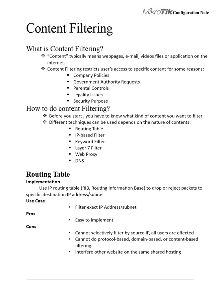 Content Filtering Techniques Guide | PDF | Computers