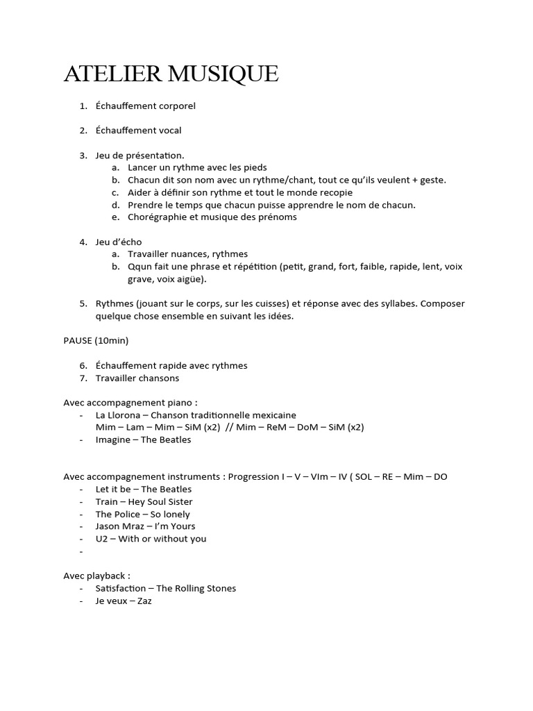 Guide Atelier Musique | PDF