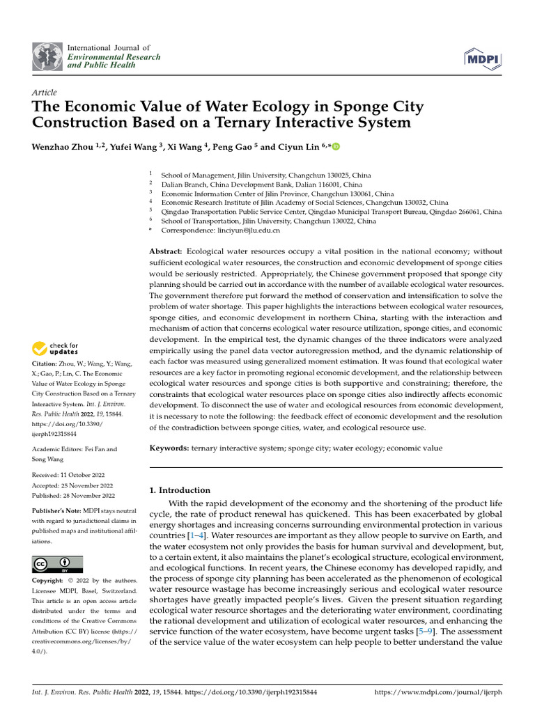 Economic Value of Water Ecology PDF