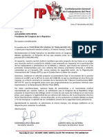 Carta CGTP Al Presidente Congreso de La Republica
