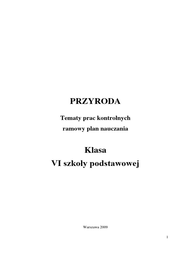 Sprawdzian Z Przyrody Klasa 6 Sprawdziany Z Przyrody - Kl. VI | PDF
