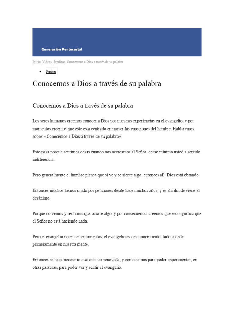 Conociendo A Dios Por La Palabra | PDF