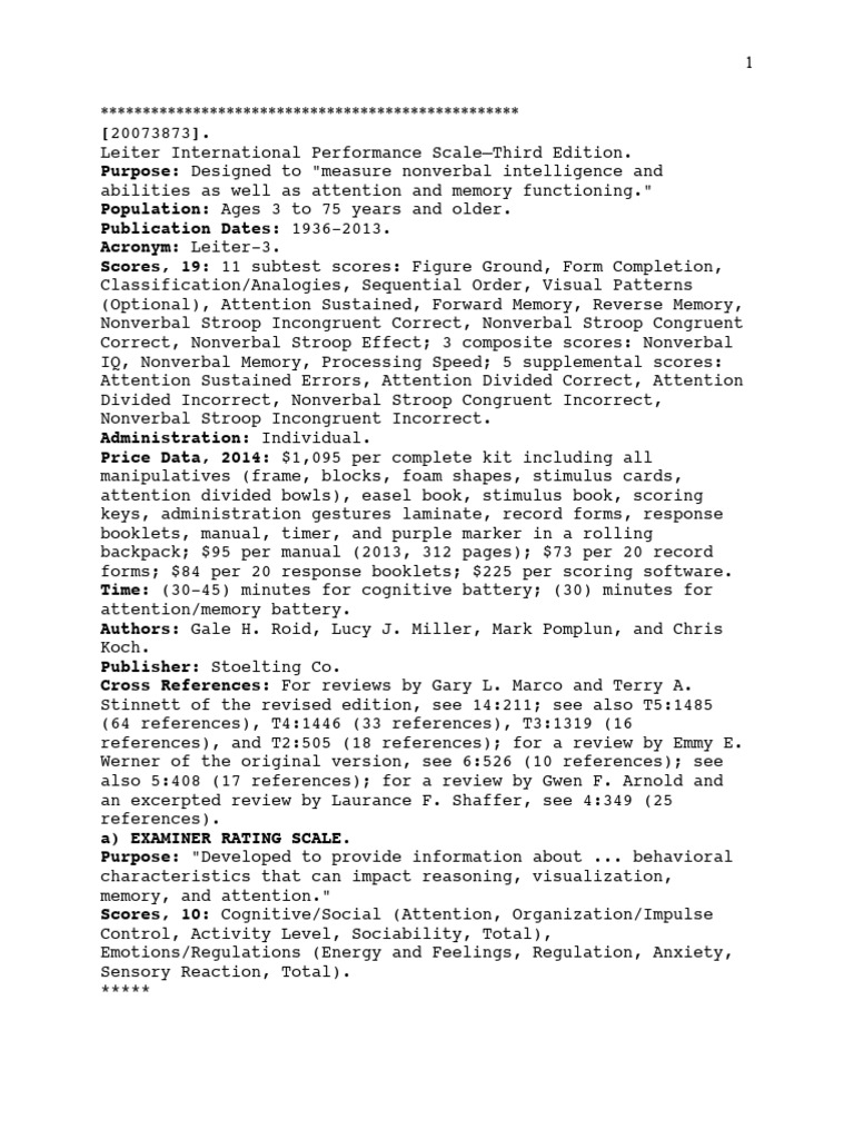 Leiter-3 Buro Reviews | PDF | Intelligence Quotient | Wechsler Adult ...