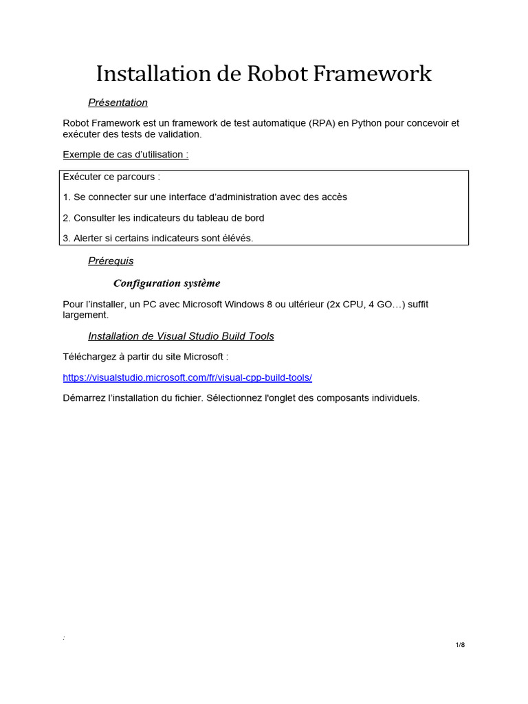 Installation de Robot Framework sur Windows | PDF