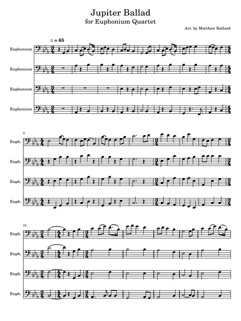 Jupiter Ballad For Euphonium Quartet | PDF