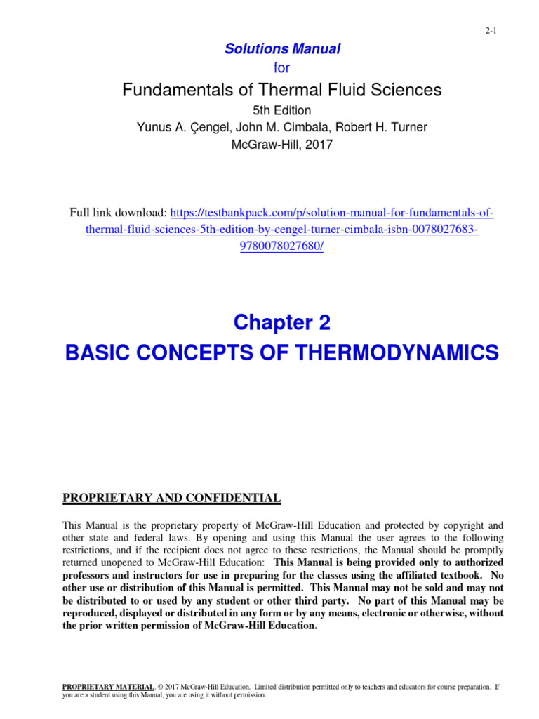 Solution Manual For Fundamentals of Thermal Fluid Sciences 5th Edition ...