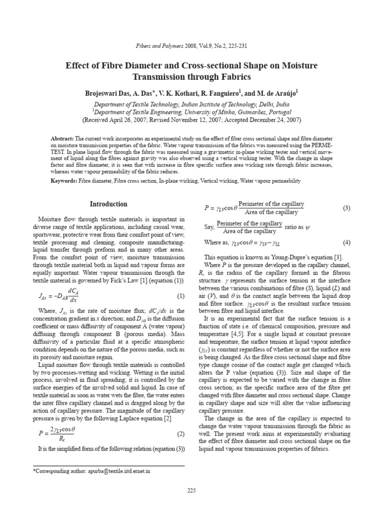 Effect of Fibre Diameter and Cross-Sectional Shape On Moisture ...