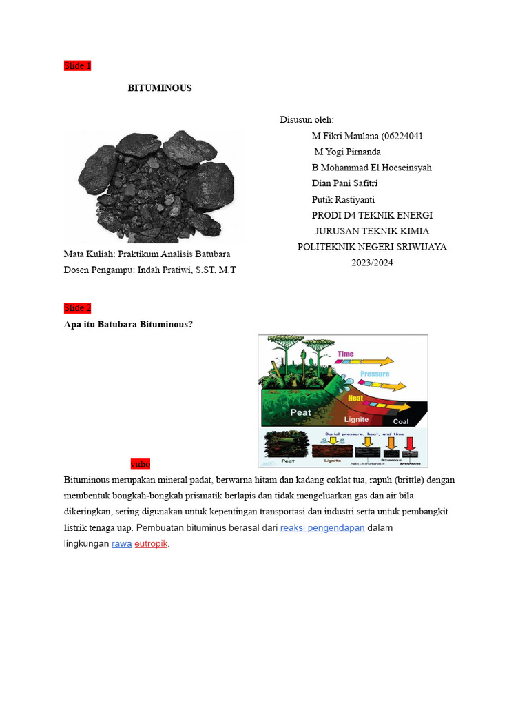 Karakteristik dan Kegunaan Batubara Bituminous | PDF
