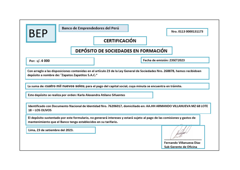 Certificado de Deposito Bancario PDF