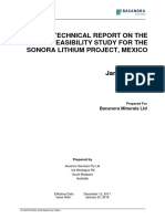 Bacanora Minerals Reporte Tecnico 2018