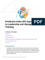 Predictive Index (PI) Application in Leadership and Managerial Training
