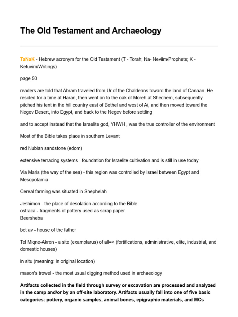 The Old Testament and Archaeology PDF