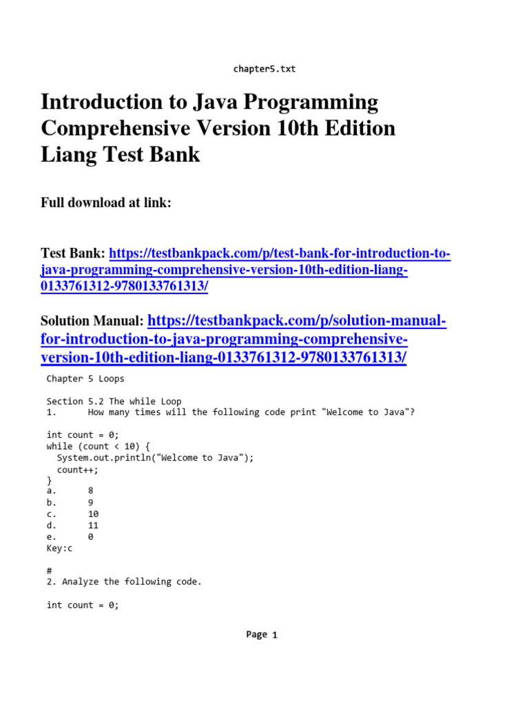 Introduction To Java Programming Comprehensive Version 10th Edition ...