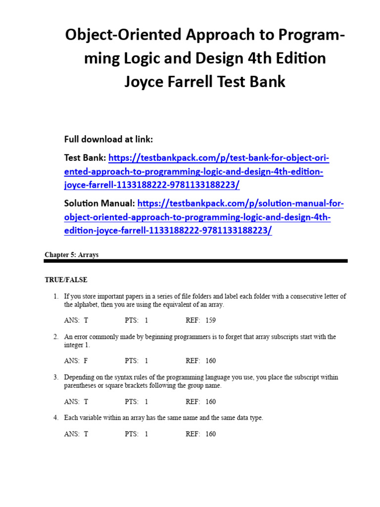 Object-Oriented Approach To Programming Logic and Design 4th Edition ...