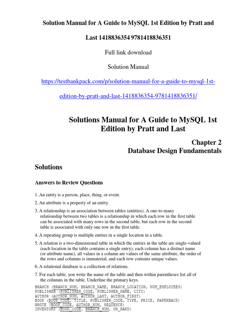 MySQL 1st Edition Solution Manual | PDF | Teaching Methods & Materials