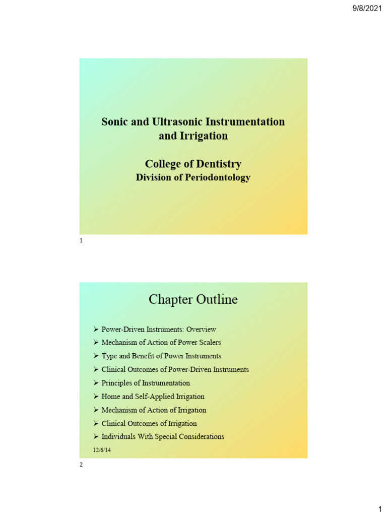 46-Sonic and Ultrasonic Instrumentation and Irrigation | PDF